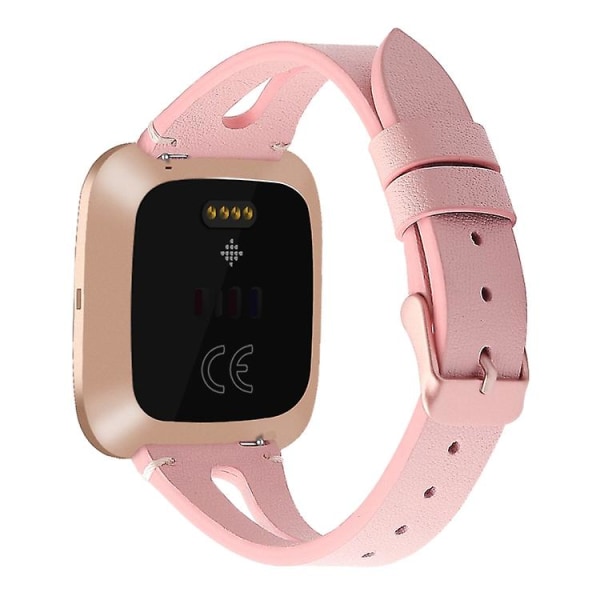 Til Fitbit Versa 2 læder urrem med midteråbning IDZ Pink