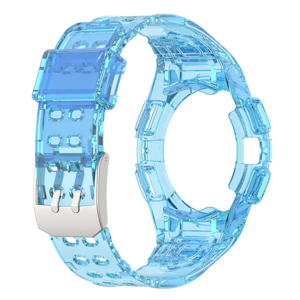 Silikone Watch Band Rem til Samsung Galaxy Watch4 44mm, med Integreret Watch Case Transparent Blue