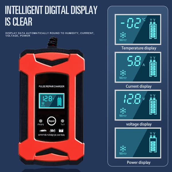 Batteriladdare Digital Display 12V 6A För Bil Motorcykel Batteri
