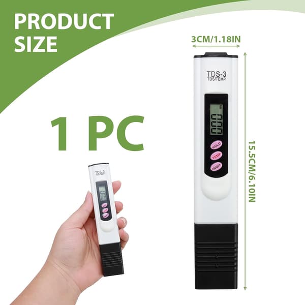 TDS-3 Digital vanntester med 0-9990 PPM måling, 2% lesenøyaktighet Blue