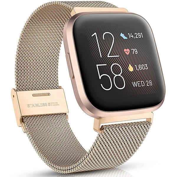 Fitbit Versa/fitbit Versa 2 Band For Dame Menn, Justerbar Rustfri Royal Gold
