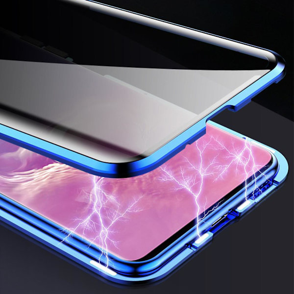 Anti-peep magnetisk etui, dobbeltsidet hærdet glas beskyttelsescover S22 Ultra Silver