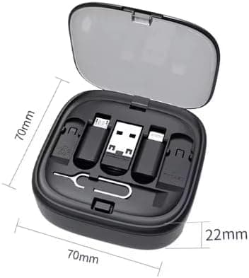 Sovitin - 6-in-1 USB-sovitin sisäänvedettävä latauskaapelisarja (musta)