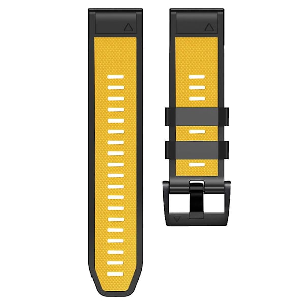 Dual-farvet urrem til Garmin Fenix 7 / Forerunner 965 / 955 / 945 / 935, udskiftningsrem i silikone med diamanttekstur Yellow Black