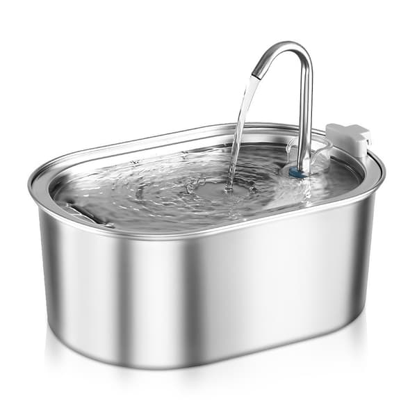 Automatisk fontene (Y-17) for kjæledyr, 3,2L oval i rustfritt stål