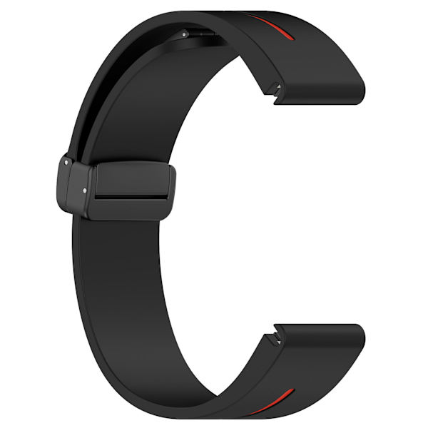 20mm silikoneurrem til Garmin Fenix 7s/6s/5s, magnetisk rem sort spænde dobbelt farve Black Red