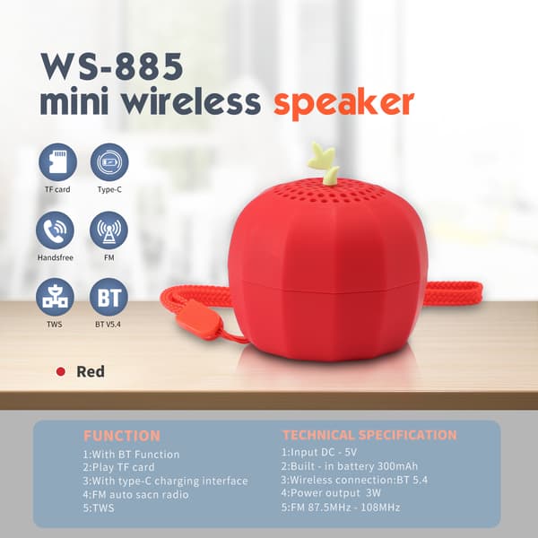 Bluetooth-högtalare Ws-885 3W (röd)
