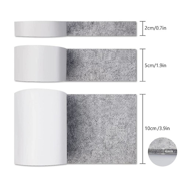 3 ruller med selvklebende filt som er kompatibel med møbler Kutt i hvilken som helst form glidematte Grey