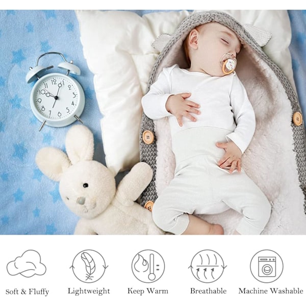Nyfödd Babyfilt, Kaninöron Kuvert Anti-Spark Sovsäck (Mörkgrå)