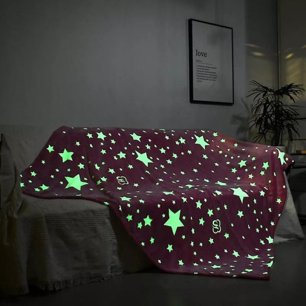 Glow In The Dark Throw Blanket, premium Super Soft Warm Cozy Furry Blanket 100*150 pink