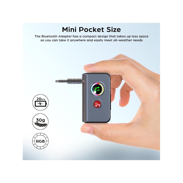 Bluetooth 5.4 Sender Modtager 2 I 1 Mini Bærbar Trådløs 3,5 mm Aux Adapter Med LED Display Bluetooth Lydadapter Til TV/PC