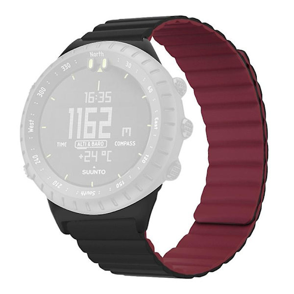 22mm iholle ystävällinen silikonihihna magneettinen ranneke Suunto Corelle Black Wine Red
