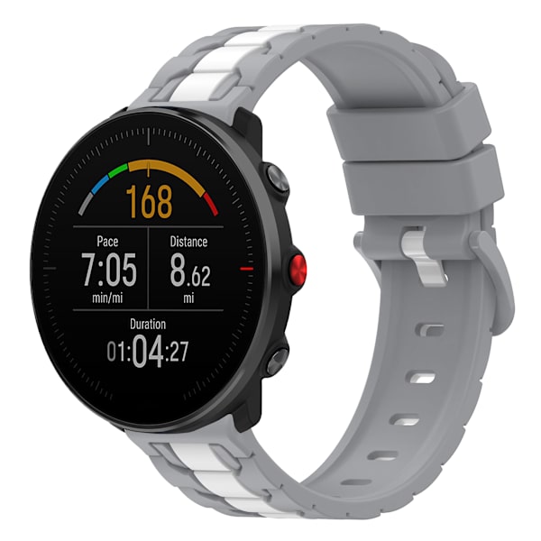 For Polar Ignite/Ignite 2/Unite 20mm Kædeformet Design Silikone Rem Dobbelt Farve Udskiftning Urrem Grey White