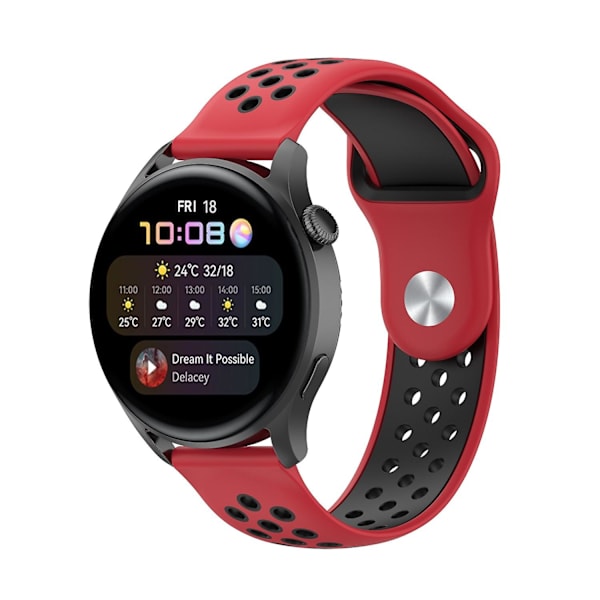 Kaksiväriset säädettävät silikoniset rannekkeet Huawei Watch 3/Watch 3 Pro/Teal -kellolle, 22 mm Multicolor E