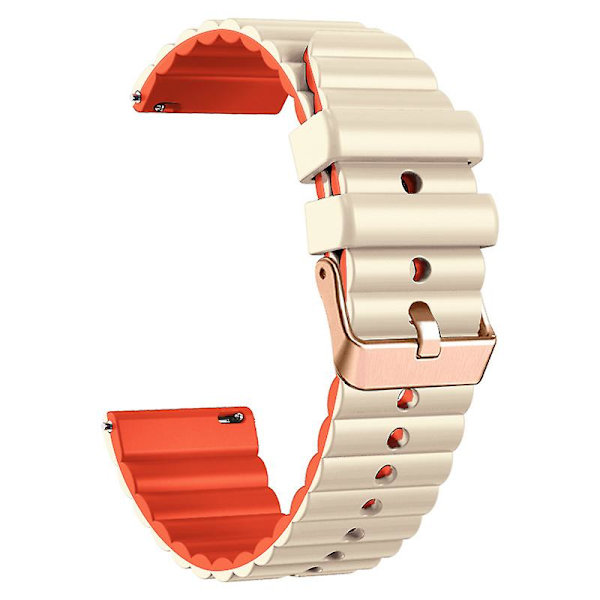 Vaakasuuntaiset raidat -ranneke Samsung Galaxy Watch6:lle / Watch6 Classicille / Watch 5 Prolle / Watch4:lle, kaksiväriset 20 mm silikonirannekkeet Creamy Orange