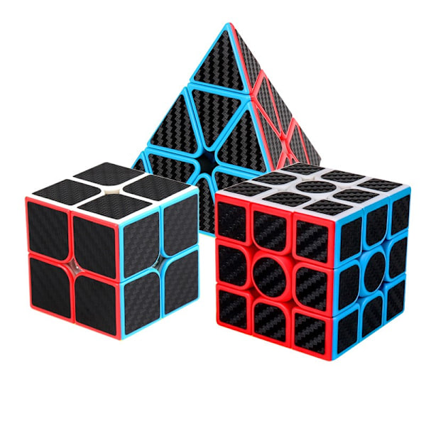 Hiilikuitu Tarra Rubikin Kuutio Sarja, Sopiva, Pyramidi 3-Osainen Sarja