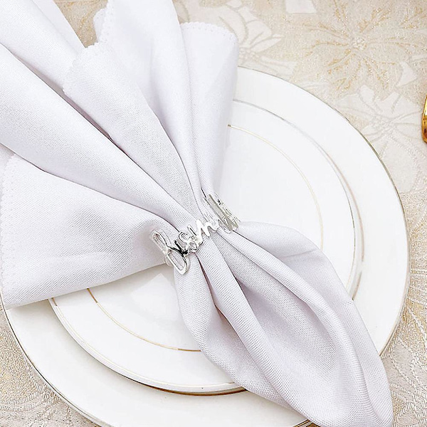 6 Stk Servietringe Brev Metal Servietring Sæt Alfabet Servietholder silver