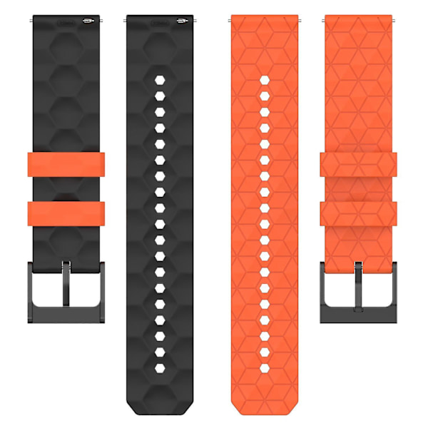 Huami Amazfit GTR 4 46mm:n ranneke, jalkapallokuvioitu kaksisävyinen 22 mm:n silikoniranneke Orange Black D Garmin Forerunner 255