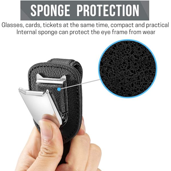 2 pakker Bilbrilleholder Universal Car Visir Solbriller Holder Clip Lær Brillehenger og billettkort Clip Brillefeste for bil Red