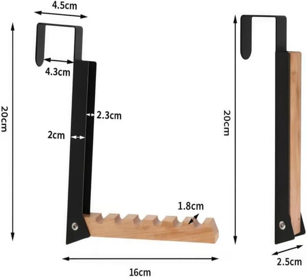 Sæt med 2 foldbare dørkroge, velegnet til døre med en tykkelse på 4,5 cm White