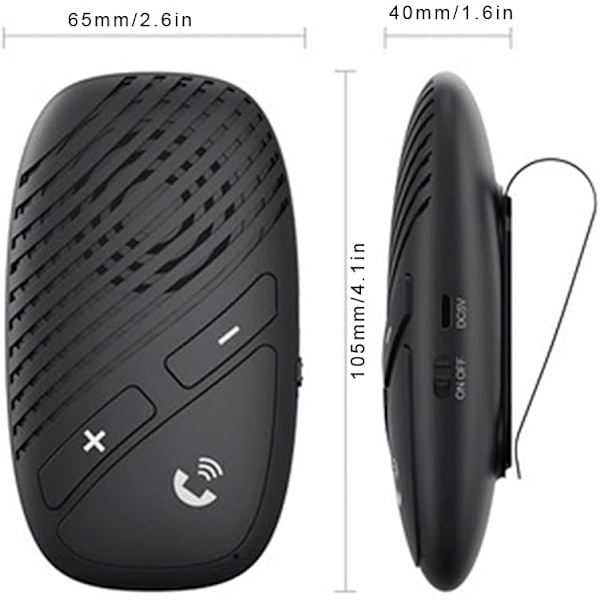 Bilhögtalartelefon, Bluetooth 5.0, Bluetooth-högtalartelefon med brusreducering och visirklämma