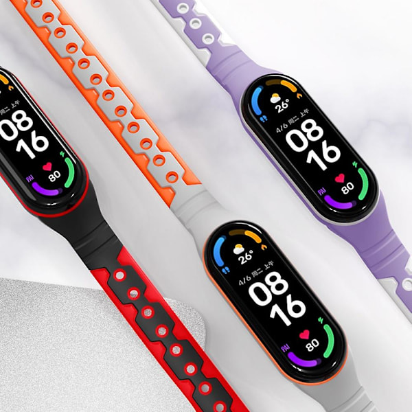 To-farget silikon smartklokkearmbånd armbåndsurrem erstatning for Xiaomi Mi Band 6 Multicolor E Other Xiaomi Models