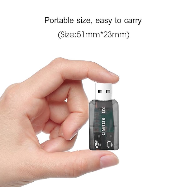 Mini USB-hane till 3,5 mm hon-ljudadapter 3D-ljudkort för mikrofon