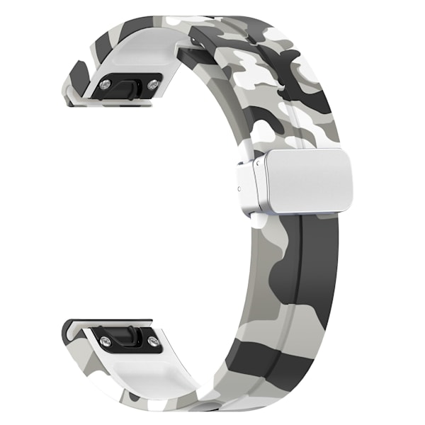 Kamouflage Silver Buckle 20mm Sportklockarmband för Garmin Fenix 7S/6S Pro / 5S Plus/Instinct 2S Camo White