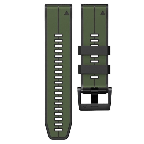 Til Garmin Fenix ​​7x vertikale striber To-farvet silikone urbånd LUL Army Green Black