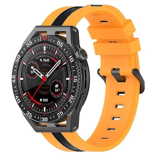 Til Huawei Watch GT 3 42mm/Watch GT Silikone Urrem Bredde 20mm Dobbelt Blød Rem Yellow Black E Samsung Galaxy Watch 5