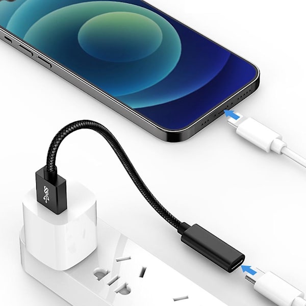 5,91 tuuman Type C naar USB 3.0 mannelijke oplaad- en datakabel voor telefoons en computers