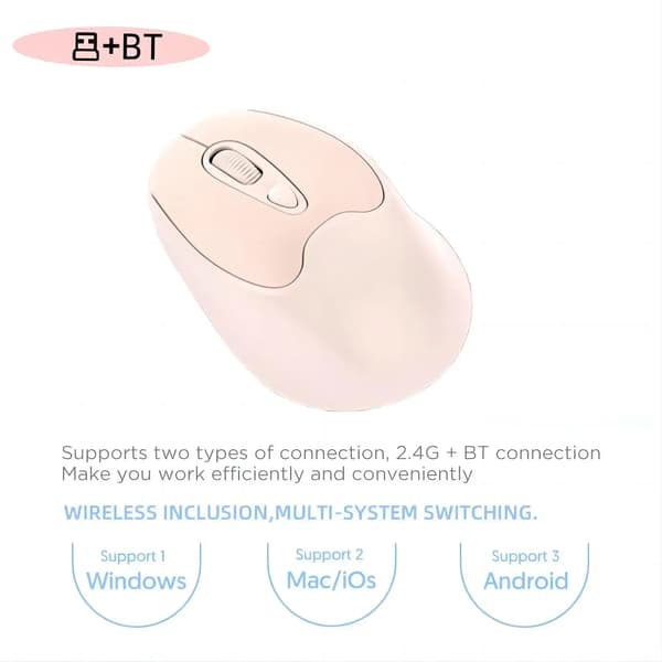 Mus trådløs, ergonomisk, BT 5.2 /2.4G to-tilstand (grå)