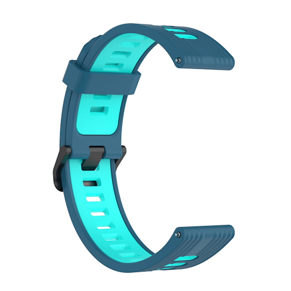 For Samsung Galaxy Watch 5 Pro 45mm/Huami Amazfit Bip 3 Pro Dual Color 20mm Silikon Watch Band Stripe Design Erstatningsrem Blue   Teal