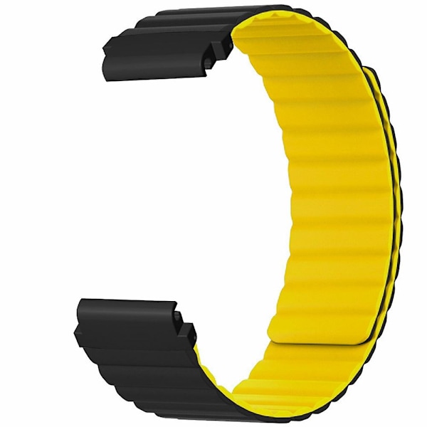 Magnetisk silikonklokkebånd for Garmin Fenix 7s/6s/5s, med 20 mm PC-kontakt Black Yellow