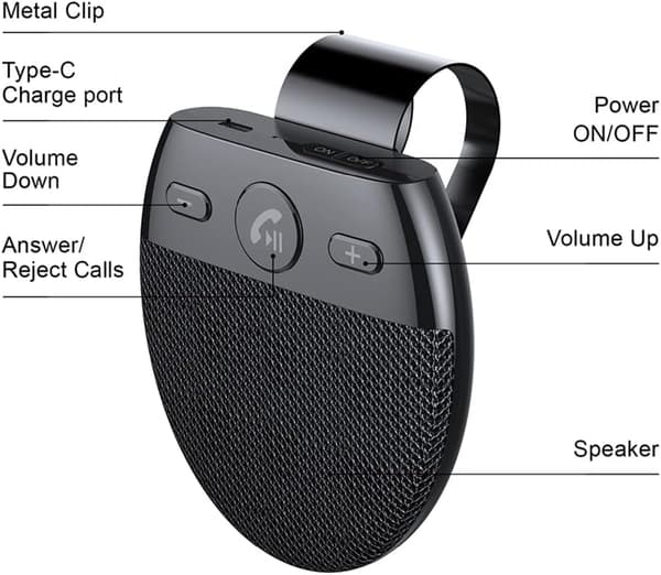Auton kaiutinpuhelin, aurinkosuojan Bluetooth 4.2 handsfree-äänisarja E