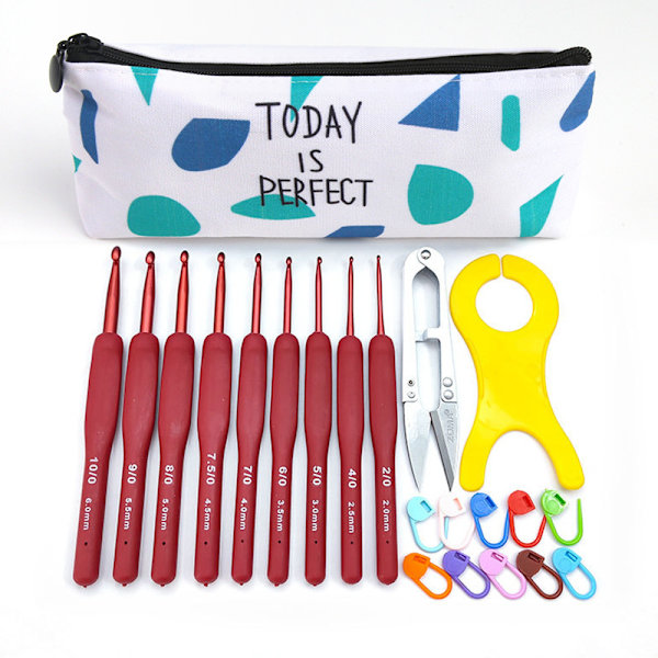 22-delat kit med virknålar, markörer, måttband - Stickning Kit multicolour