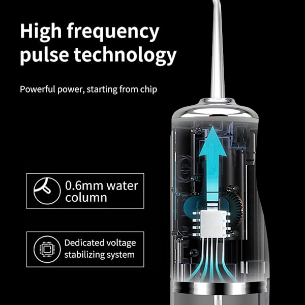 Suun huuhtelulaite - USB ladattava 220 ml vesisäiliöllä (valkoinen)