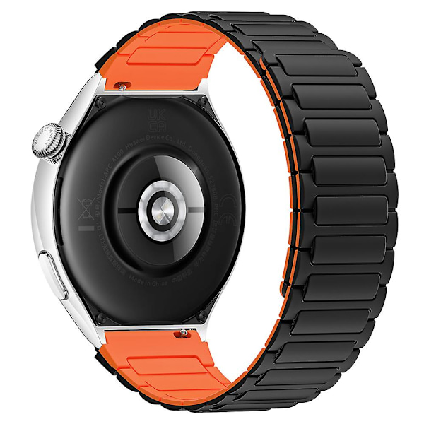 Silikonklokkebånd for Huawei Watch 4/ 4 Pro/ GT 4 46mm Magnetisk håndleddsstropp Black Orange