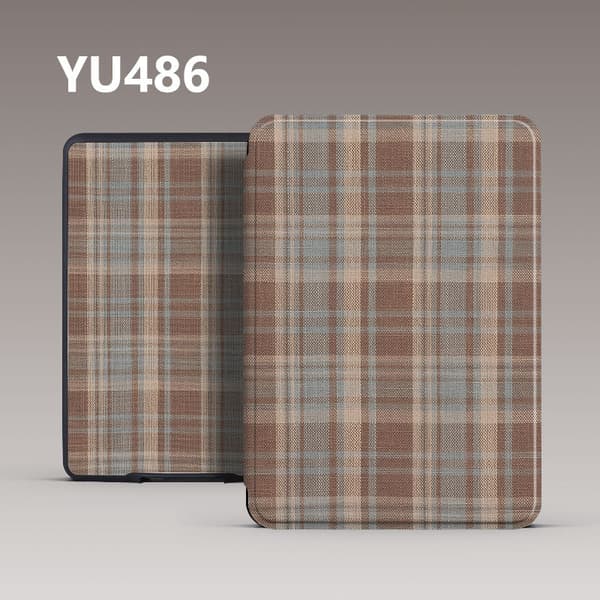 Fodral för Kobo Clara BW 6 tum Modell N365 – Basic Plaid med handrem Dark Brown