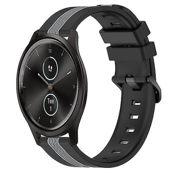 För Garmin Garminmove Style 20 mm Vertikal tvåfärgad watch KOR Black-Grey