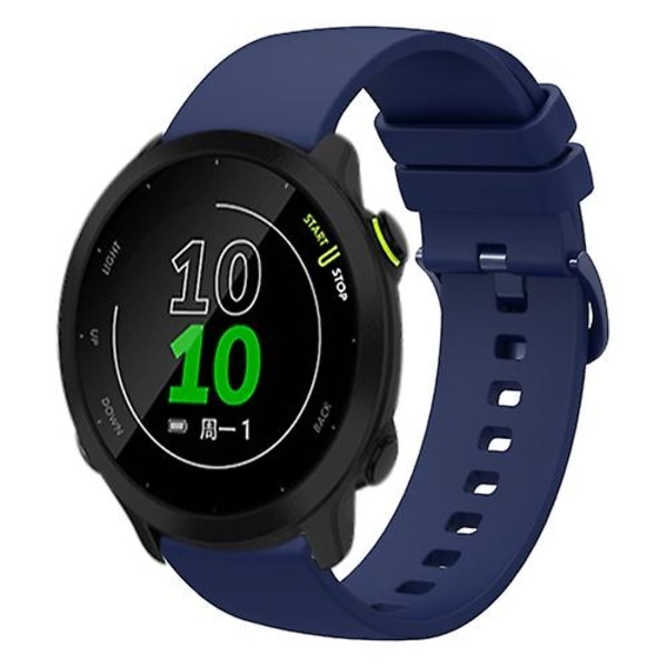 Til Garmin Forerunner 158 20 mm ensfarvet blød silikone urrem FGQ Navy Blue