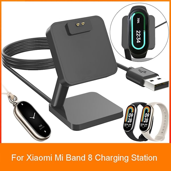 Hurtigladerholder USB-ladekabelstativ Strømadapterstasjon for Mi Band 8