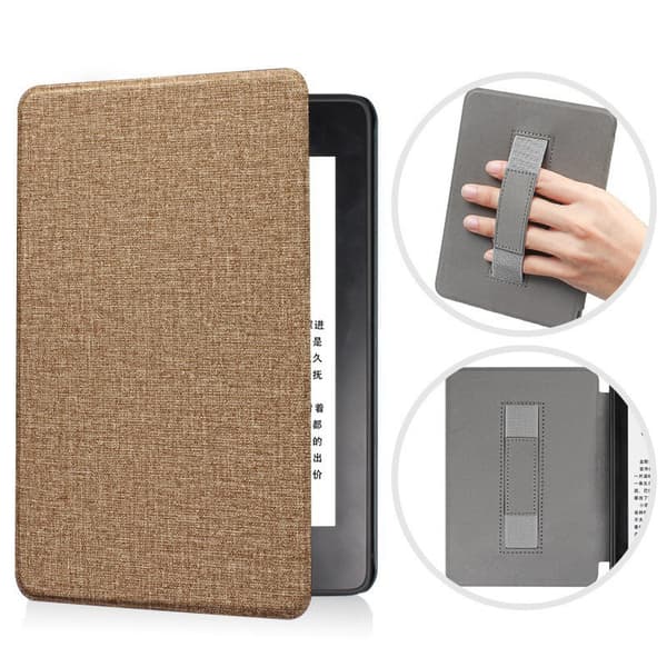 Etui - Til 7 tommer Kindle Paperwhite 12. generation 2024, Auto Sleep Wake, håndrem (guld)