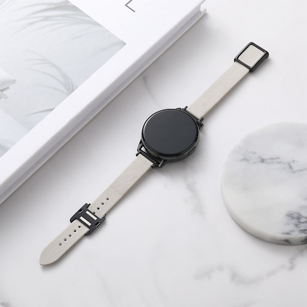 20 mm läderklockarmband för Samsung Galaxy Watch6 Classic 47 mm 43 mm, med magnetiskt viklås Starlight Black Buckle
