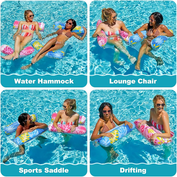 2 Stycken 4 I 1 Bärbar Hopfällbar Pool Lounger Flytmatta För Strandsemester