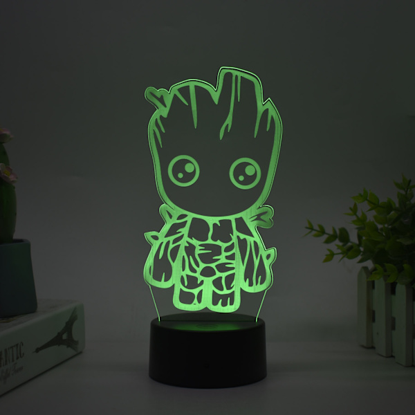 3D nattlampa kreativ ljusmålning dekoration prydnadsföremål för barnpresenter UFO spricka Groot 16 color remote control
