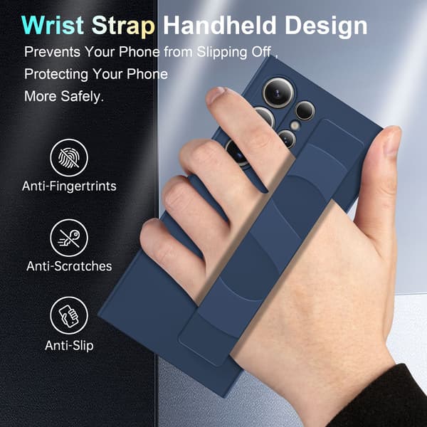 Etui til Samsung Galaxy S23, flytende silikon med stropp (blå)