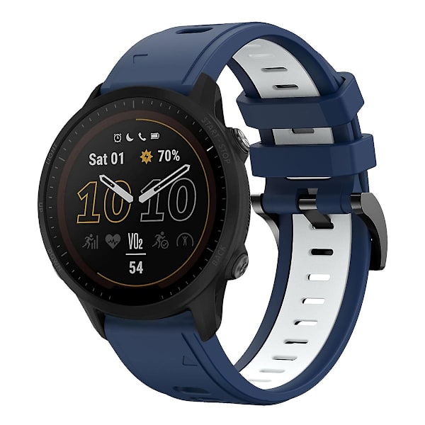Silikonklockarmband för Garmin Forerunner 955 Midnight Blue   White