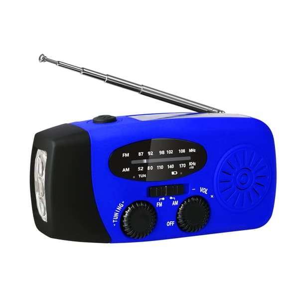 Hätä-Am/Fm-Sää-Itseviritteinen Käsikampiradio 2000Mah Led-Taskulampulla (Sininen)