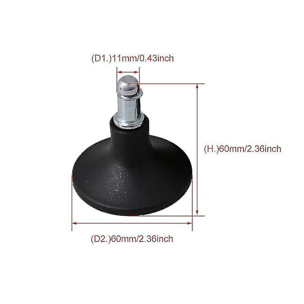 5x Stationär Bell Shape Glider 6cm Bottendiameter för stol